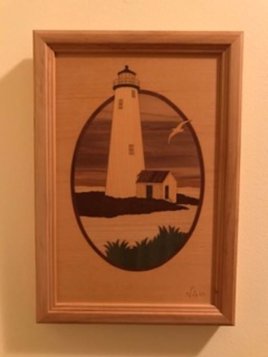 Hudson River Inlay Wooden Marquetry by Jeff Nelson "Nantucket, MA. Lighthouse"