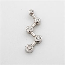 14K White Gold Diamond Zig-Zag Pendant: A 14K white gold diamond zig-zag pendant.
