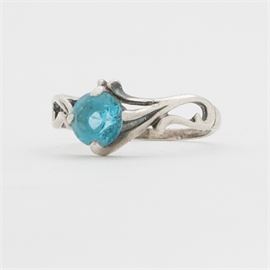 Vintage Kabana Sterling Silver Blue Topaz Ring: A vintage Kabana sterling silver and blue topaz ring.