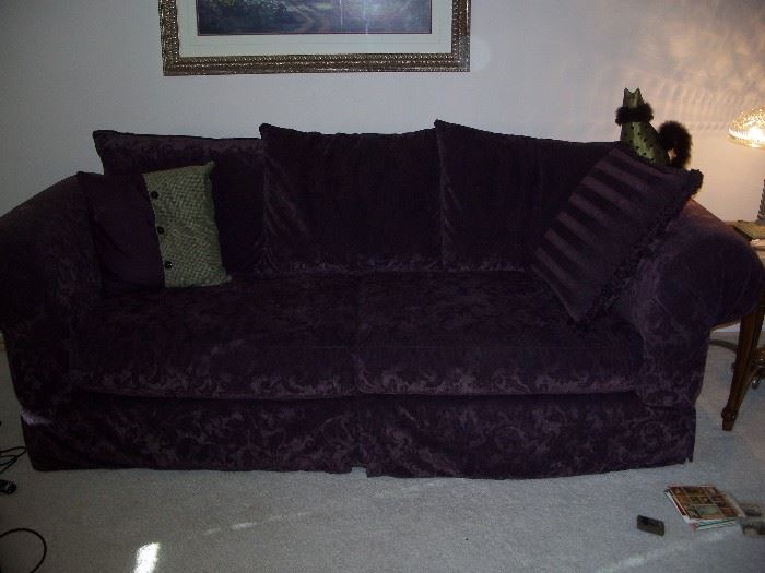 Crushed Velvet purple couch - very fancy