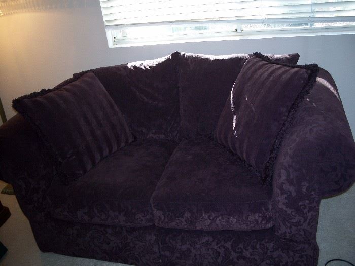 Crushed velvet purple love seat