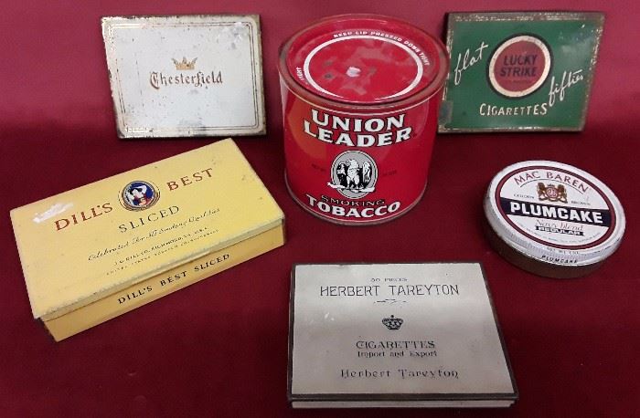 Lot of Six Tobacco Advertising Tins