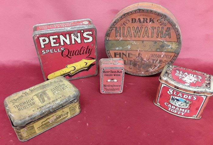 Lot of Five Advertising Cans
