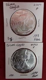 Two Silver Eagle 1oz Coins