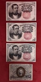 Lot of 4 Fractional Currency