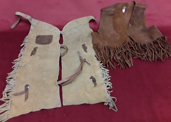 Vintage Childrens Leather Chaps and Vest