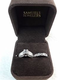 Beautiful Straight Baguette and Emerald Cut Diamond Wedding Ring Set