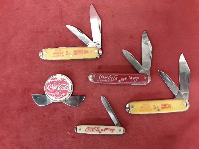 Lot of 5 Coca Cola Collector Knives