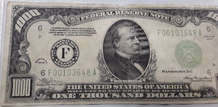 Atlanta 1934 $1000 Dollar Note