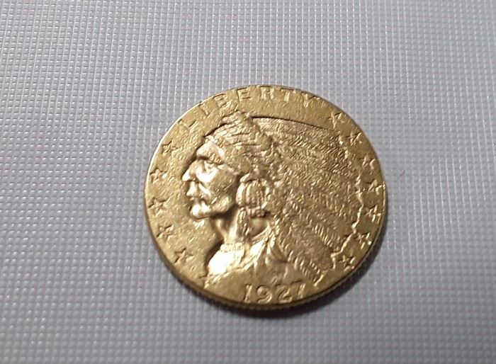 1927 $2 1/2 Indian Gold Coin