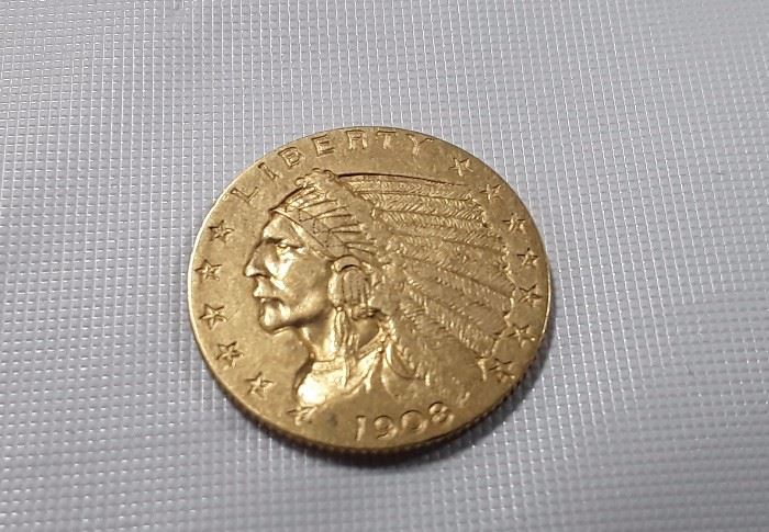 1908 $2 1/2 Indian Gold Coin