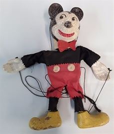1930's Heavy Paper Mache Mickey Mouse Marionette