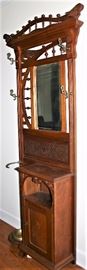 Victorian Walnut Hall Tree/Hat Rack
