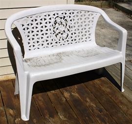 White Plastic Patio Bench