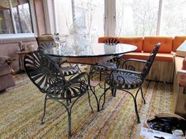 4 Francois Carre' French Starburst Garden Armchairs
