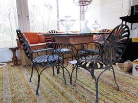 4 Francois Carre' French Starburst Garden Armchairs
