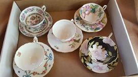 Antique English Bone Chine Tea Cups & Saucers