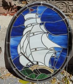 Hand Made Stained Glass Oval Window