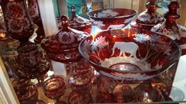 Bohemian Crystal 19th Century Stag and Castle ...and MORE