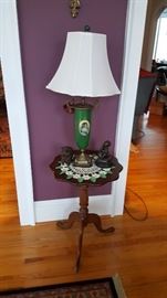 Candle stand with antique lamp