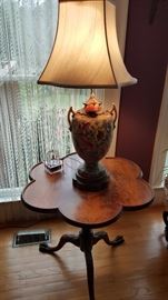 Antique carved clover top pie crust tea table