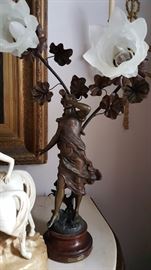 French bronze Art Nouveau Figural Lamp 