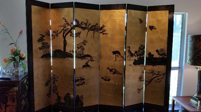 Antique Chinese Room Divider- Cloisonne 6 Panel. Decorated Both Sides- Compare at $15-20,000 dollars.A fraction of the price here..