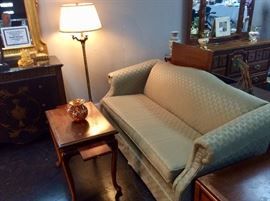 Nice upholstered camelback sofa 