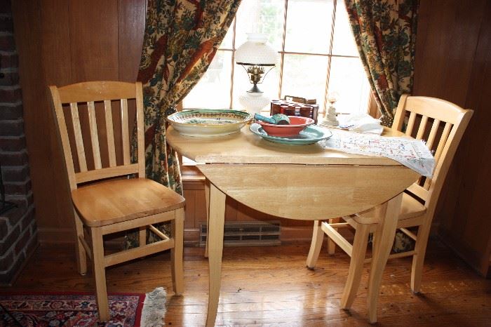 Maple drop leaf table and chairs