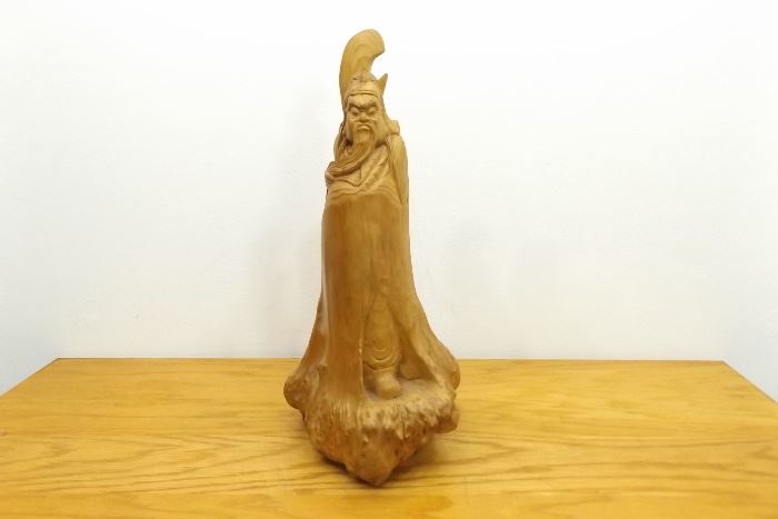 21" Guan Yu Burl Wood Sculpture
