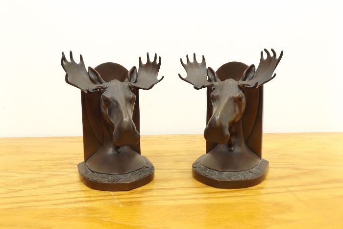 Bronze Moose Bookends
