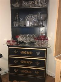 nice Asian style cup board with punch bowl and other fine glass