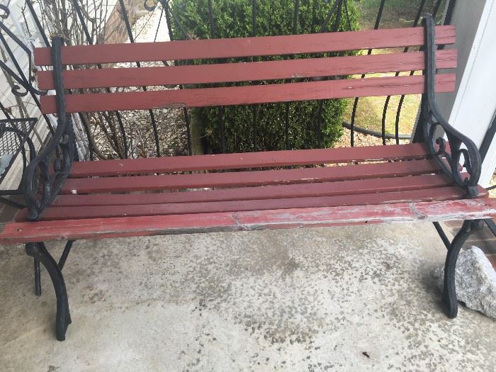 Wood and iron outside bench