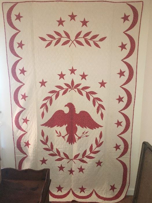 nice full size quilt with eagle pattern and stars