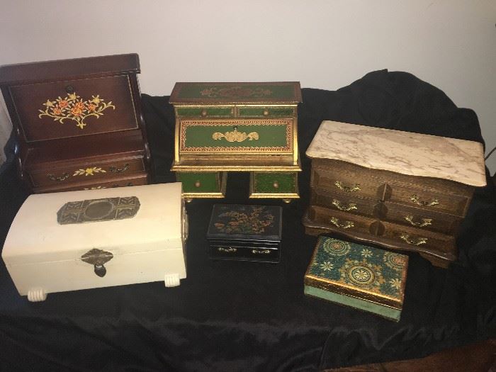 various collection of jewelry boxes