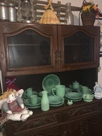 great collection of glass, jars, crafts, baskets, and more