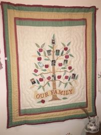 "family tree quilt"  where you can insert you family photos behind the clear inserts on the quilt. 
