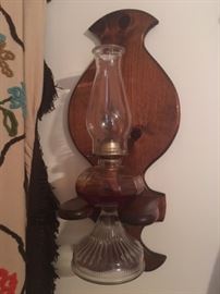 oil lamp with wall holder