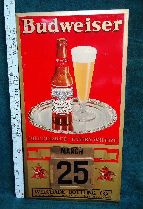 1930s Budweiser Calendar - metal