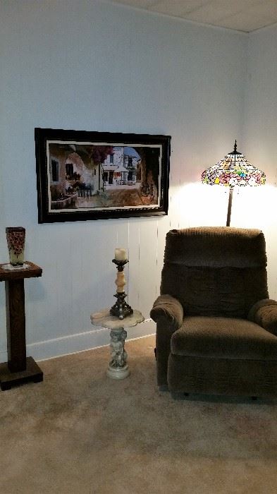 Recliner, Stained Glass Lamp