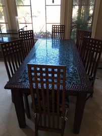 mosaic tile dining table and 6 chairs ..