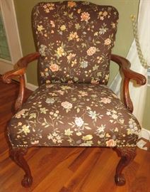 Floral Claw Foot Arm Chair