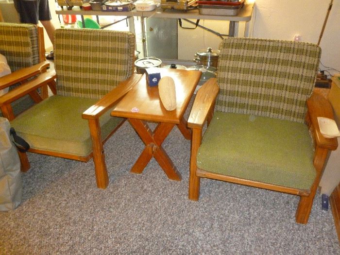 Mid Century "Cowboy Furniture" Side Chairs and Table by Abraham Brandt