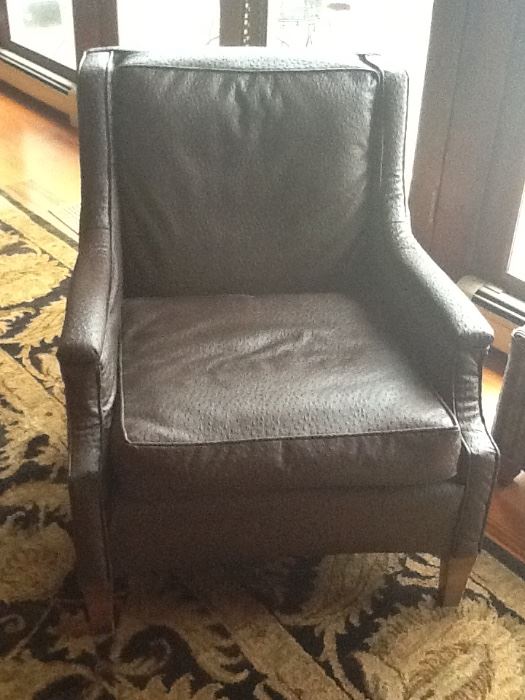 Hickory chair, brown emu covered chair recently recovered. Excellent new condition