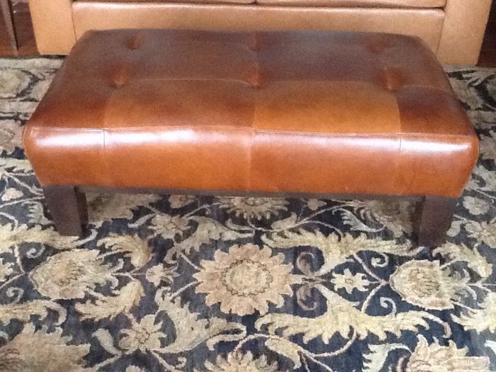 Pottery barn leather ottoman excellent condition 30" x 48"