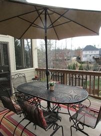deck furniture seats 6 with umbrella stand and table