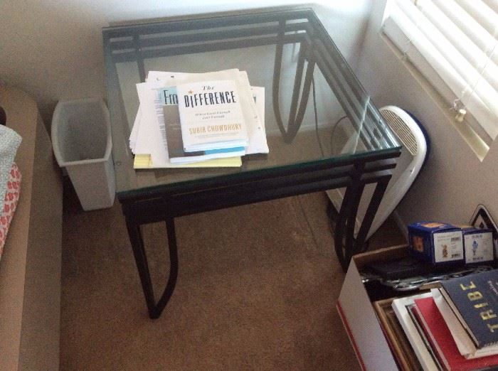 wrought iron side table - loads of books