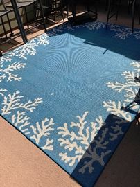 Outdoor rug Blue with coral