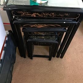 Chinese black lacquer nesting tables
