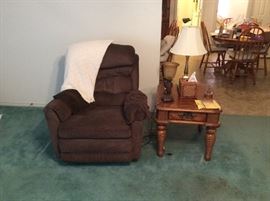 Rocker recliner and end table